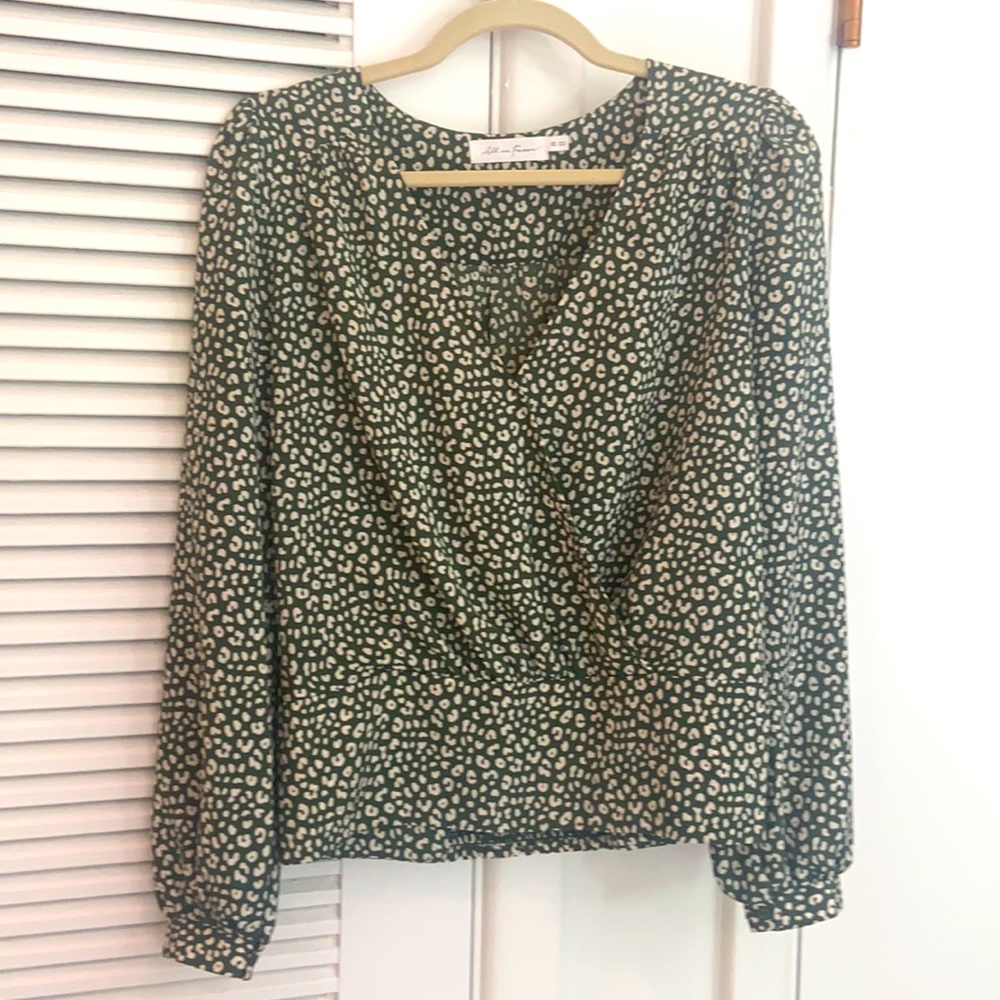 All in Favor green animal print dress shirt